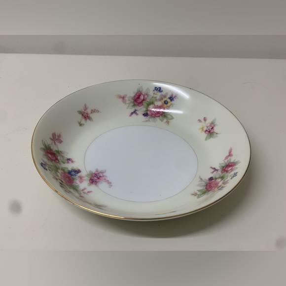Mid Century Vintage F & B Japan Fine China Ivory Floral Soup Salad Bowl - Picture 4 of 11